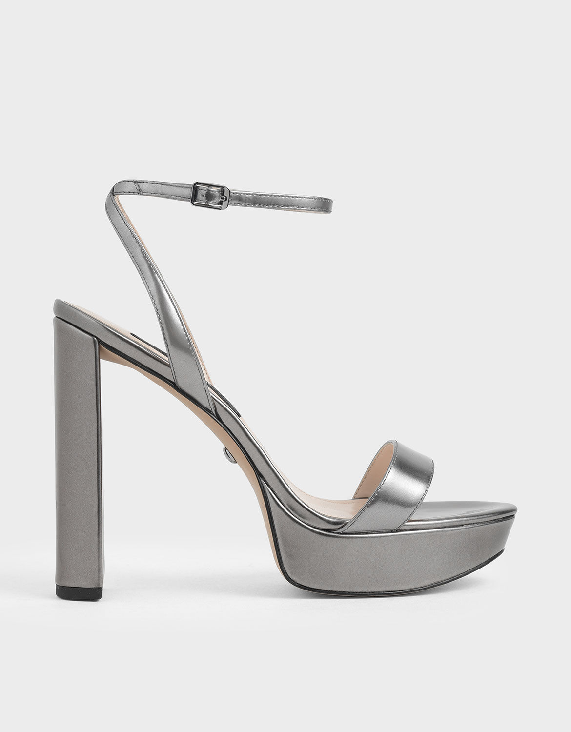 silver metallic platform heels