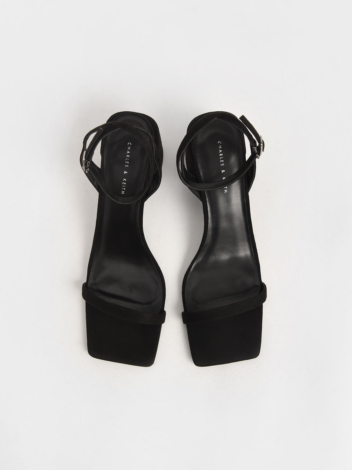 Textured Asymmetrical Ankle Strap Sandals, Black, hi-res