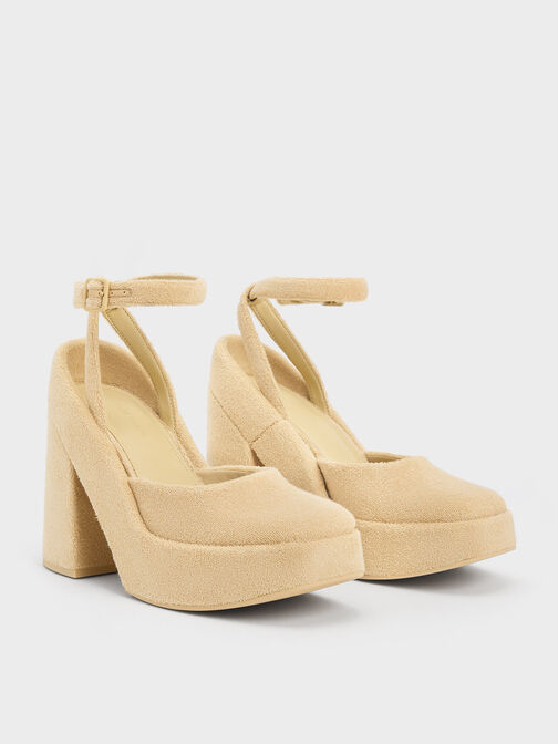 Tacones de plataforma Loey con correa al tobillo, Beige, hi-res