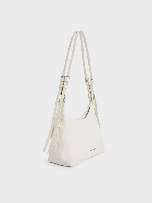 Lark Crinkle-Effect Hobo Bag, Cream, hi-res