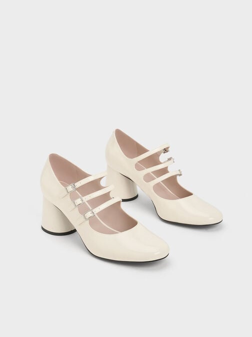 Claudie Patent Buckled Mary Janes, Chalk, hi-res