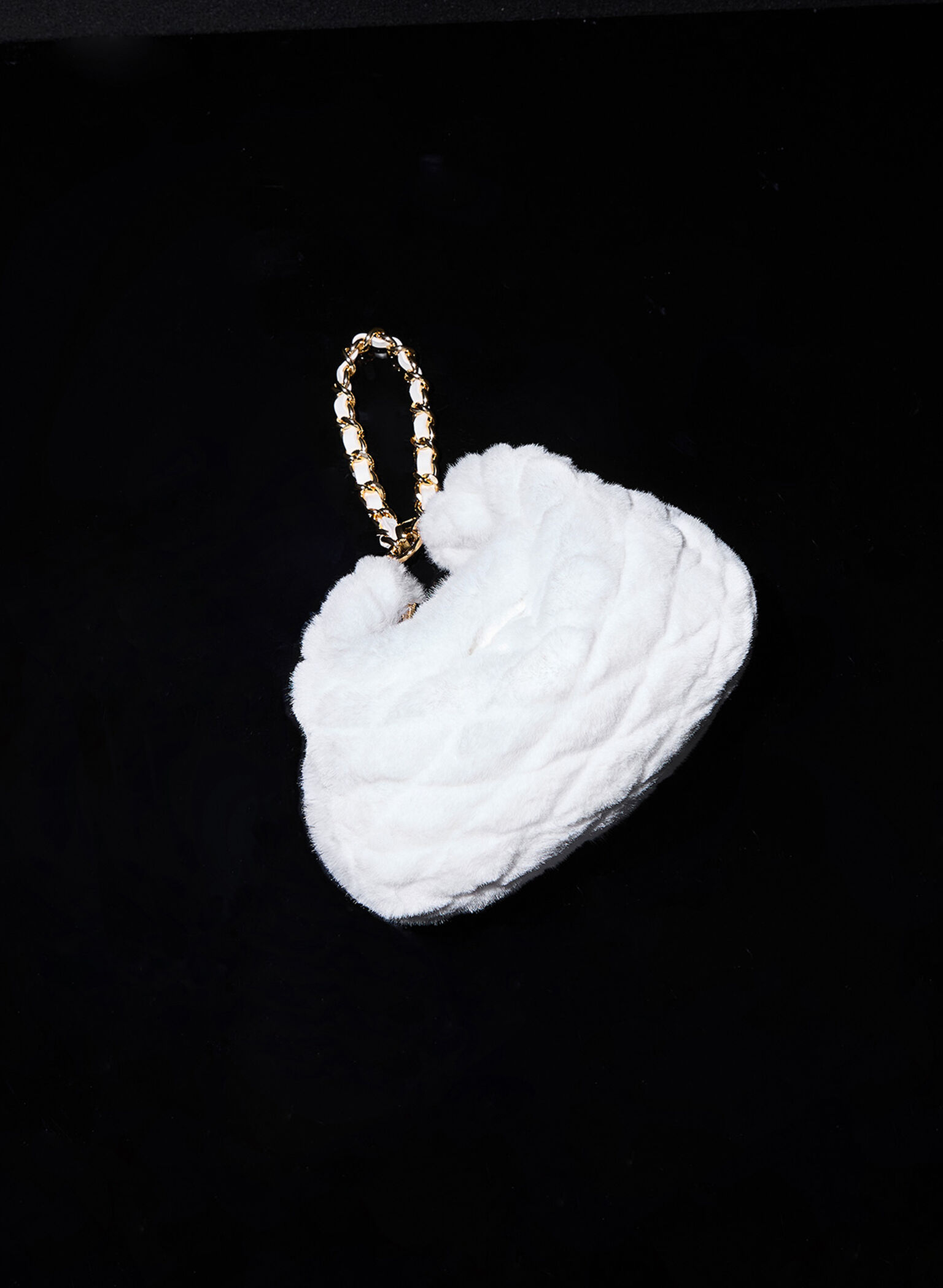 Bolso media luna acolchado Duo peludo, Blanco, hi-res