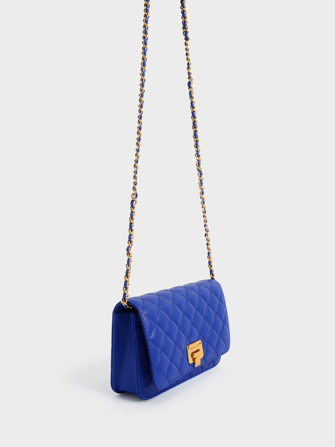 Quilted Push Lock Clutch Cerulean