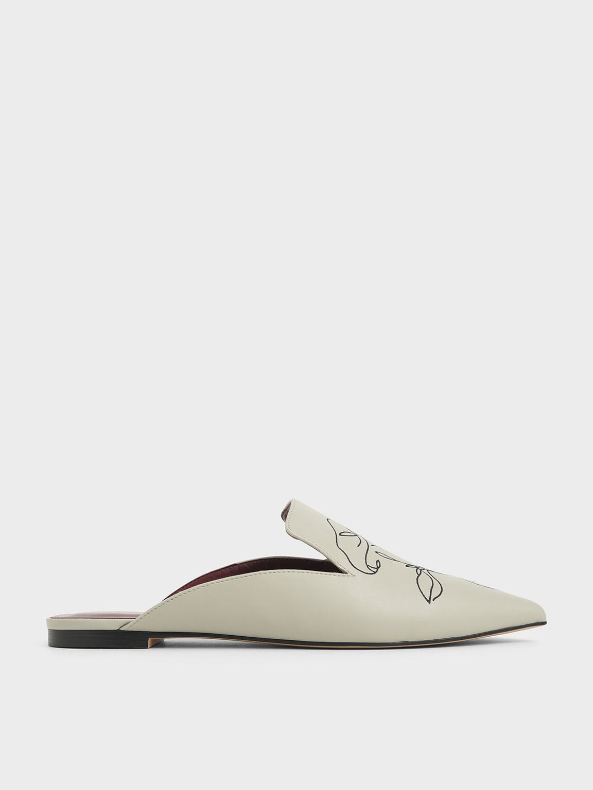 Floral Embroidered Pointed Toe Mules