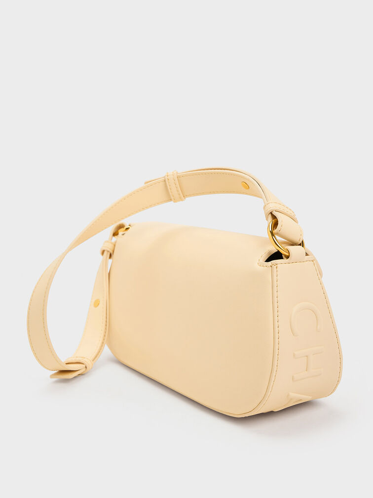 Oona Curved Shoulder Bag, Beige, hi-res