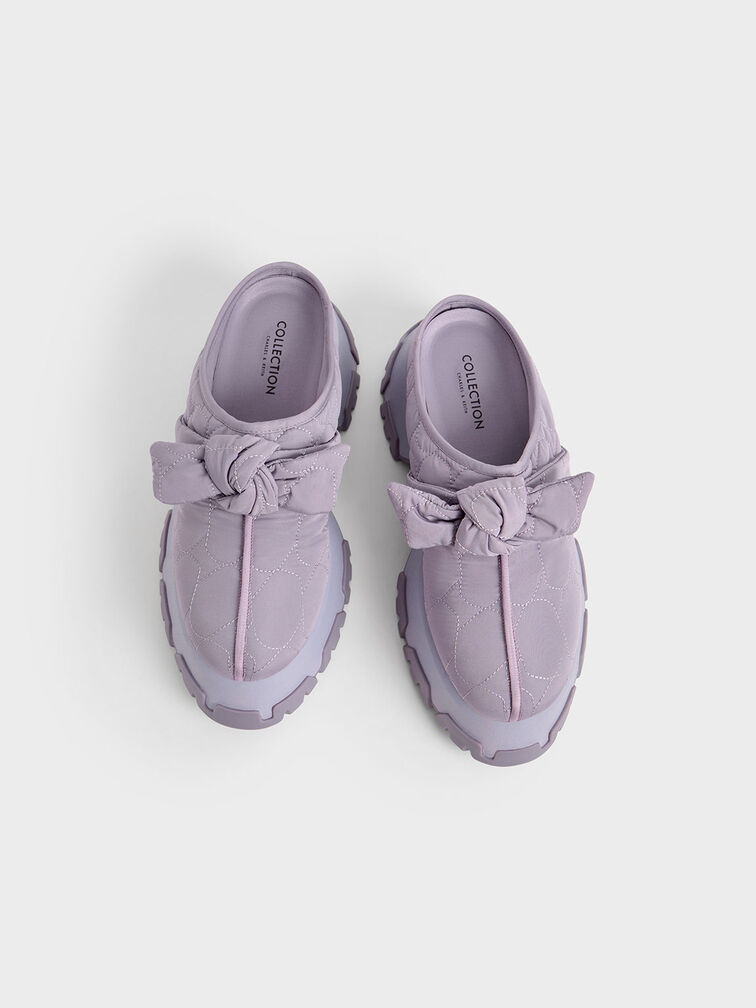 Recycled Polyester Knotted Platform Mules, Lilac, hi-res