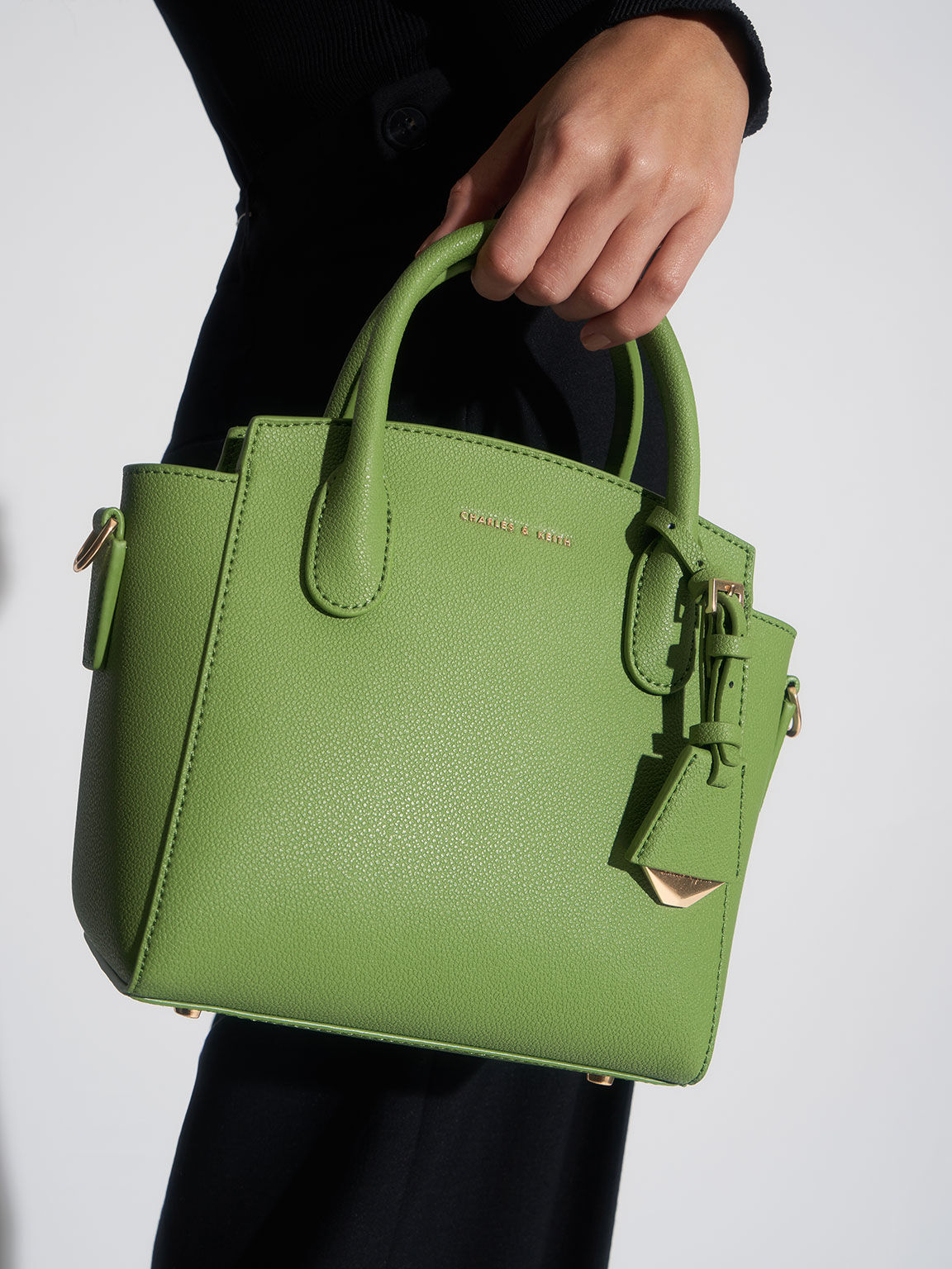 Green Double Handle Trapeze Tote - CHARLES & KEITH KR