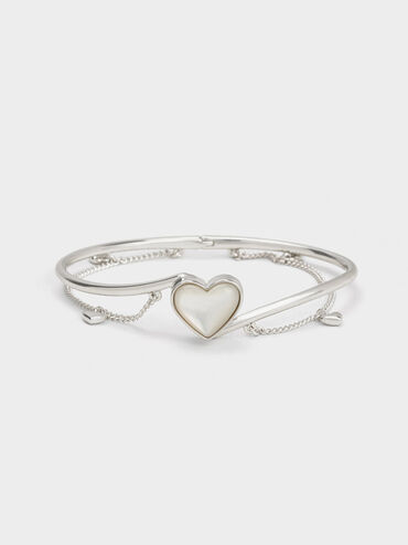 Annalise Heart Stone Chain-Link Bracelet, Silver, hi-res