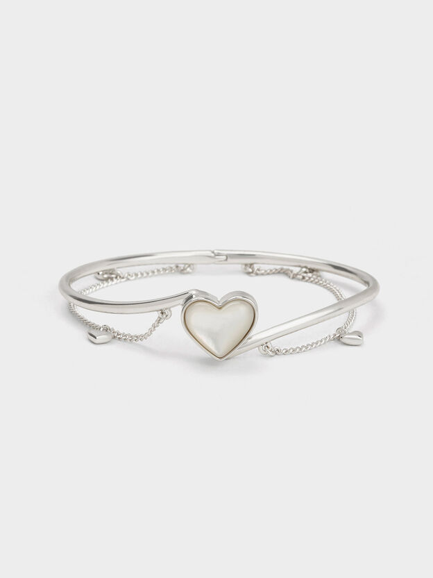 Bracelet &agrave; maillons et pierres en formes d c&oelig;ur Annalise, Argent, hi-res