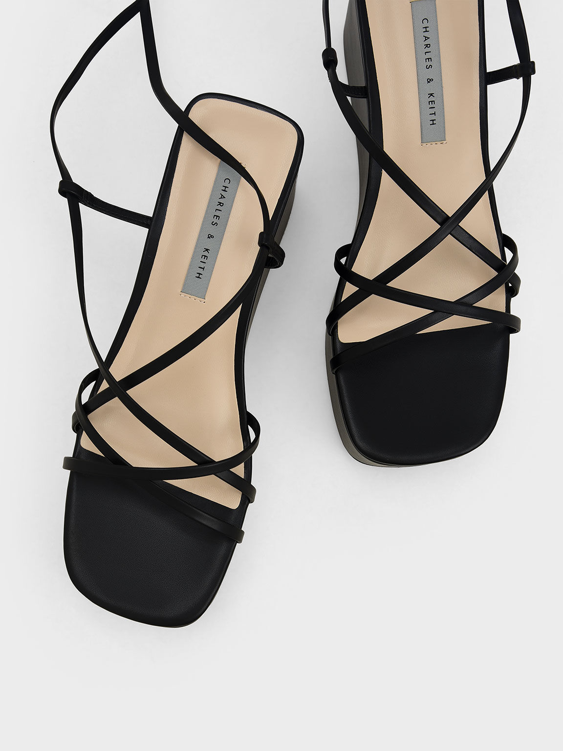 Black Ankle Strap Platform Wedges CHARLES & KEITH International