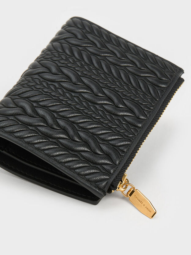 Cartera texturizada Apoline con cremallera, Negro, hi-res