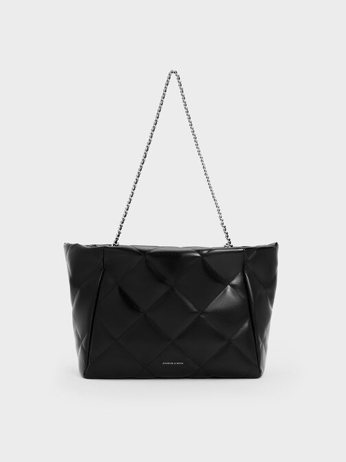 Apfra Quilted Chain-Handle Tote Bag, Noir, hi-res