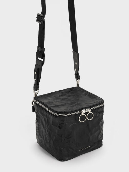 Cyrus Boxy Chain-Handle Bag, Noir, hi-res