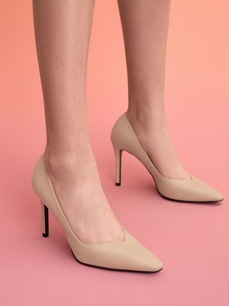 Tapered Square-Toe Pumps, Nude, hi-res