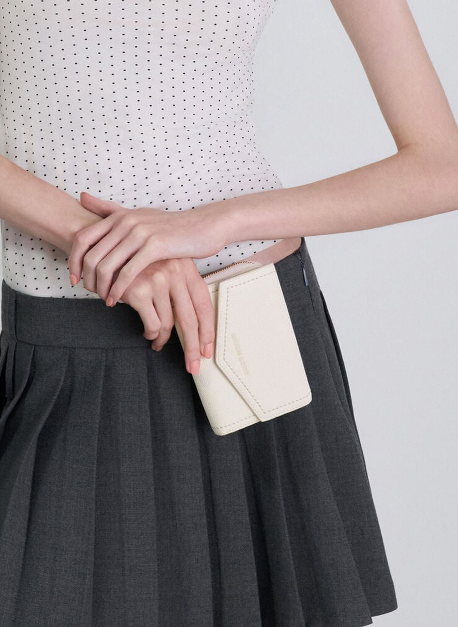 Stitch Trim Envelope Wallet, Cream, hi-res