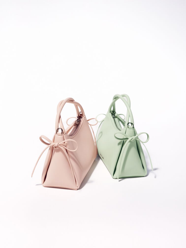 Hazel Bow Top Handle Bag, Soft Pink, hi-res