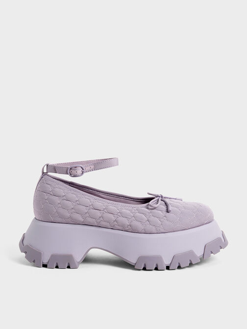 Recycled Polyester Bow Ballerinas, Lilac, hi-res