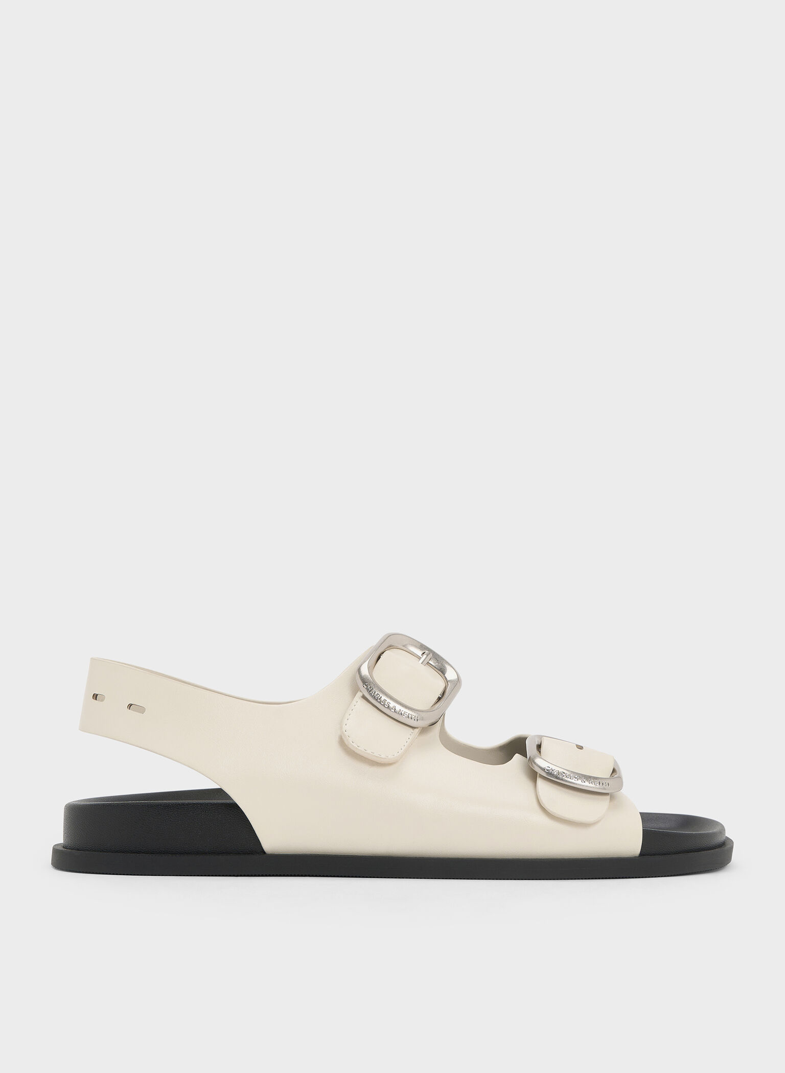 Sandalias slingback de tiras dobles con hebilla, Blanco tiza, hi-res