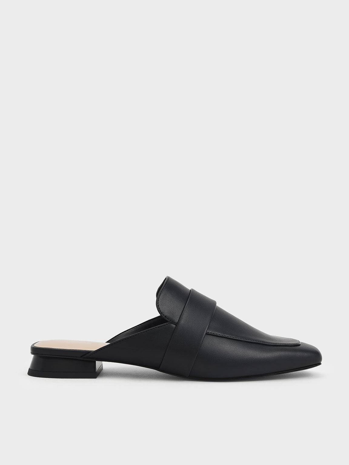 Penny Loafer Mules, Black, hi-res