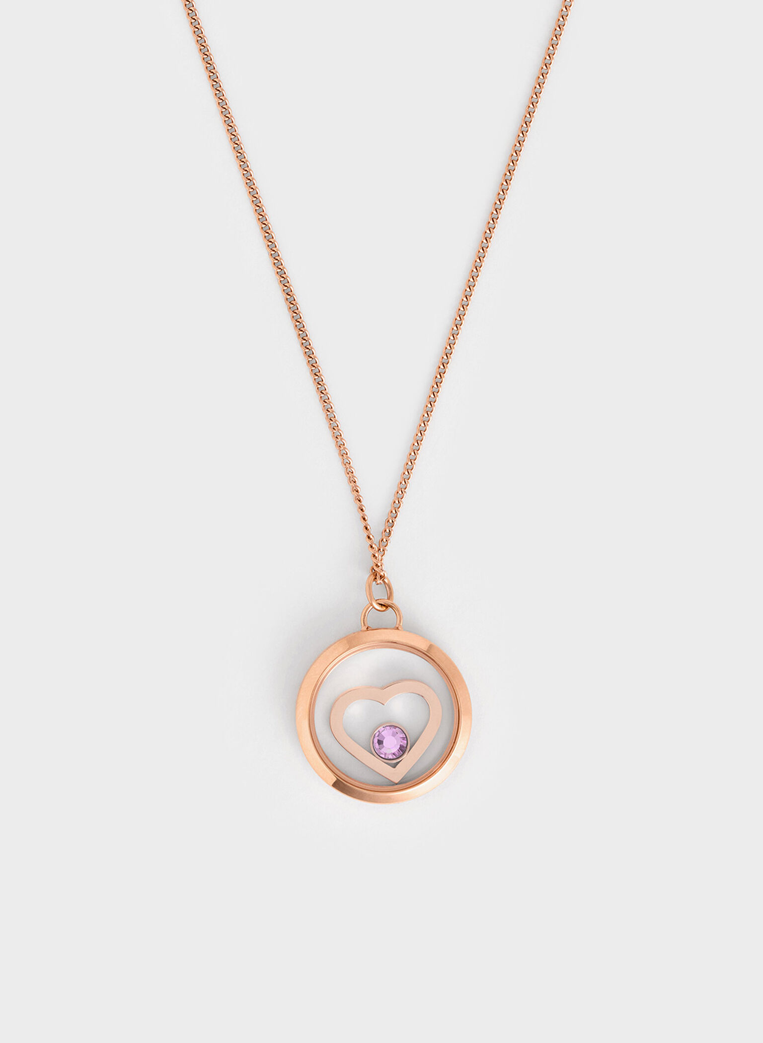 Malorie Crystal Heart Necklace, Rose Gold, hi-res