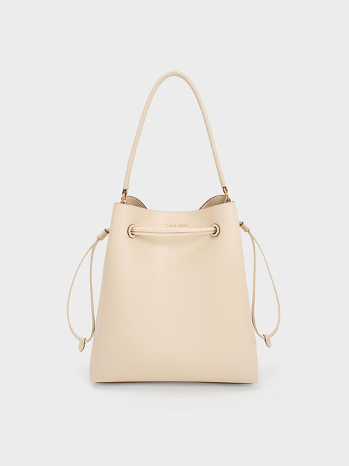 Drawstring Hobo Bag, Beige, hi-res