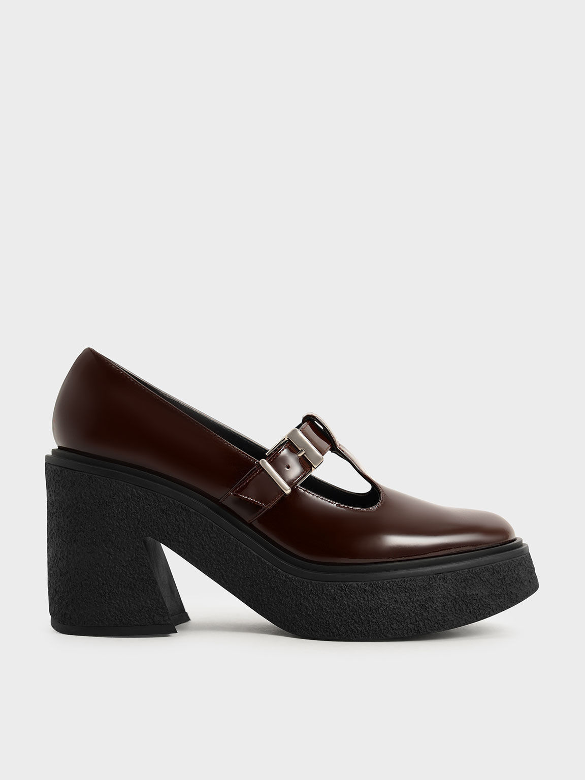 Odette Patent Leather T-Bar Platform Mary Janes, Brown, hi-res