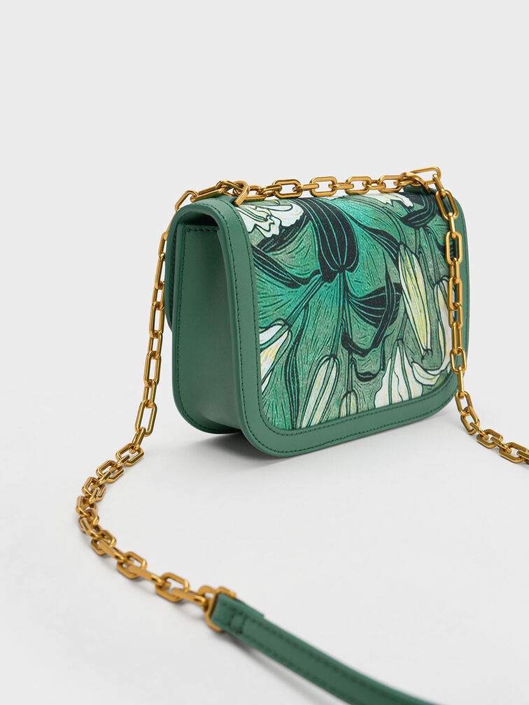 Charlot Botanical Print Bag, Green, hi-res