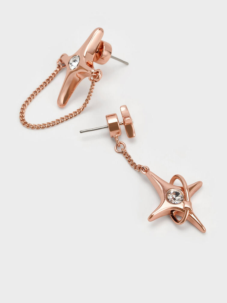 Estelle Star Crystal Mismatch Drop Earrings, Rose Gold, hi-res