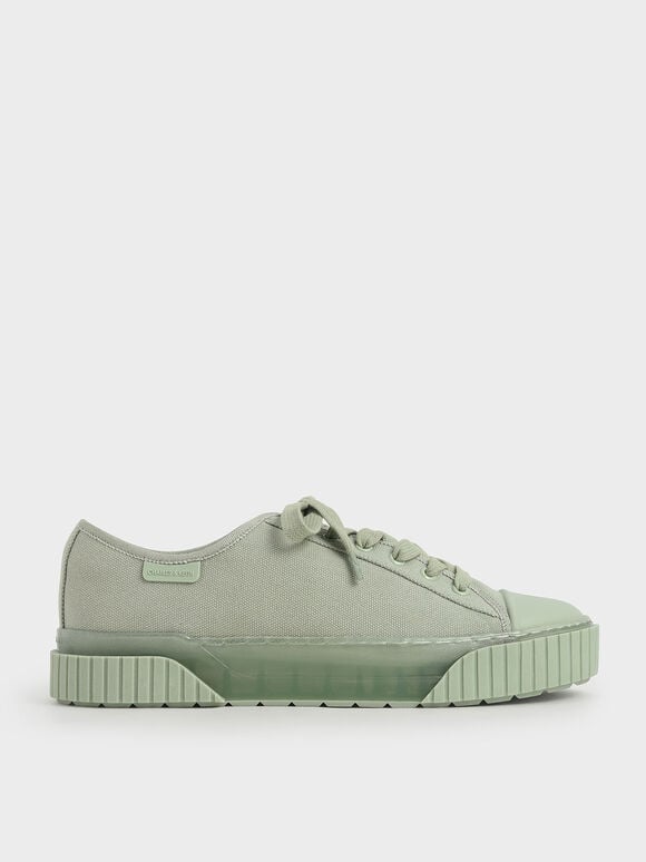Organic Cotton Platform Sneakers, Mint Green, hi-res
