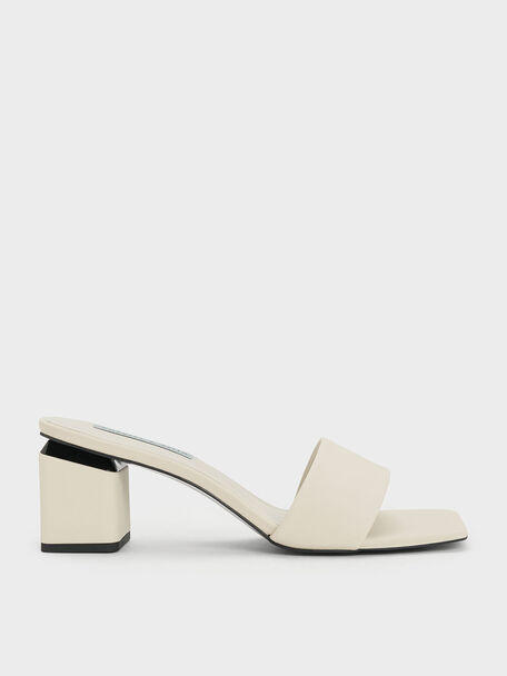 Square Block Heel Mules, Chalk, hi-res