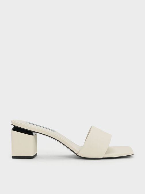 Square Block Heel Mules, Chalk, hi-res