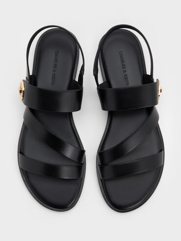 Yara Turn Lock Strappy Sandals, Black, hi-res