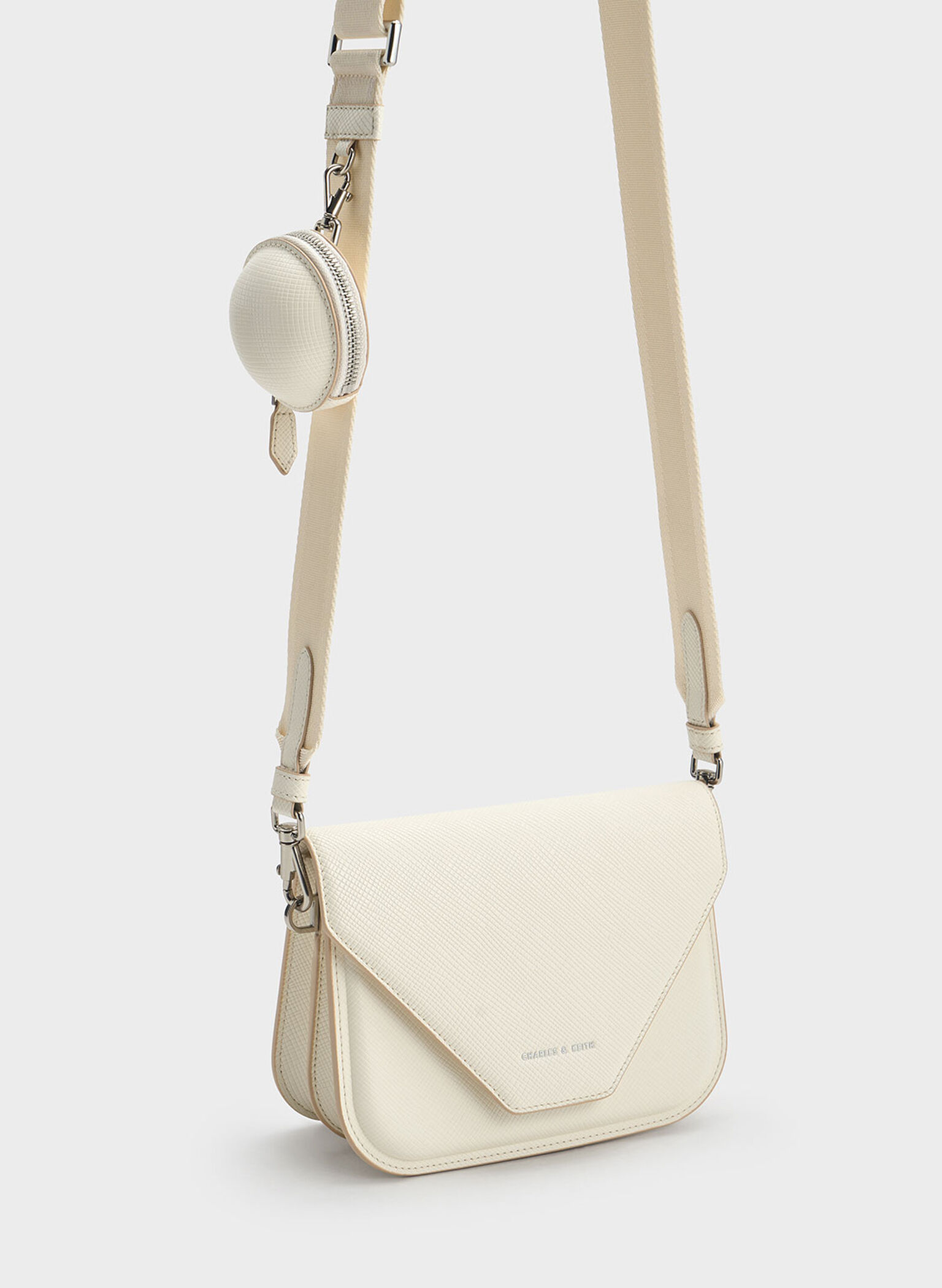 Cream Kay Front Flap Crossbody Bag CHARLES & KEITH AE
