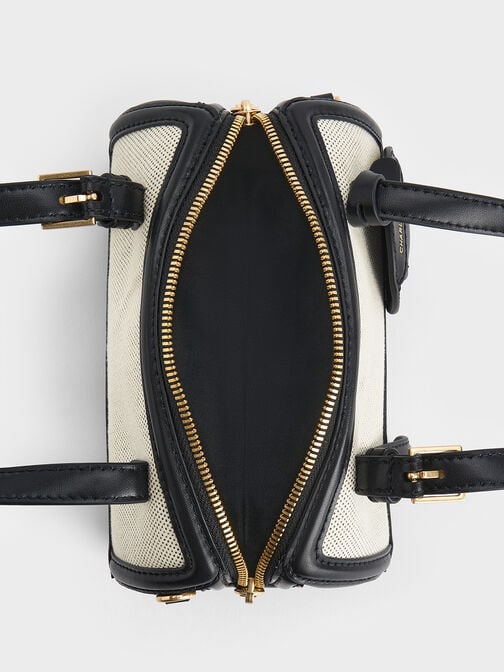 Enola Canvas Two-Tone Bowling Bag, Black, hi-res