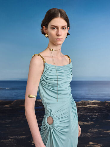 Eimear Sculptural Asymmetrical Necklace, Gold, hi-res
