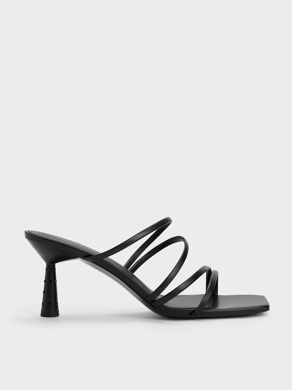 Embellished Cone Heel Sandals, Black, hi-res