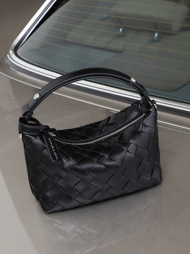 Bolso de hombro entrelazado Ivette, Noir, hi-res