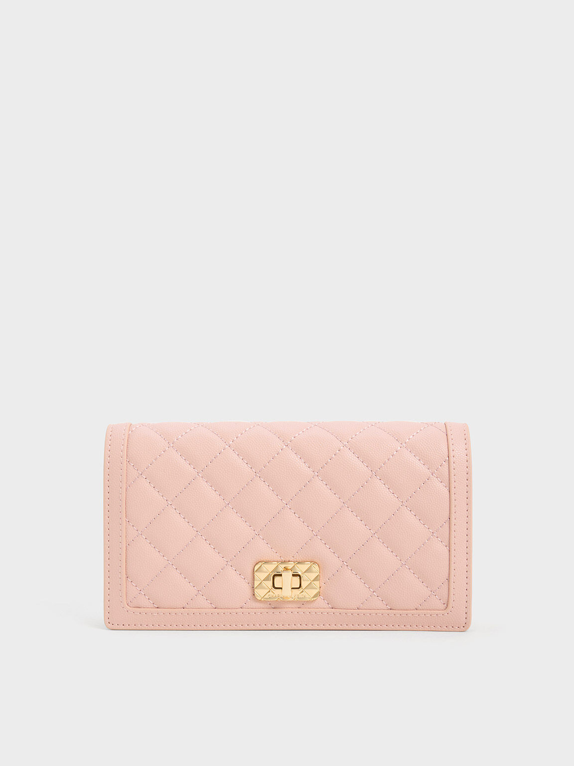 Pink Micaela Quilted Long Wallet - CHARLES & KEITH US