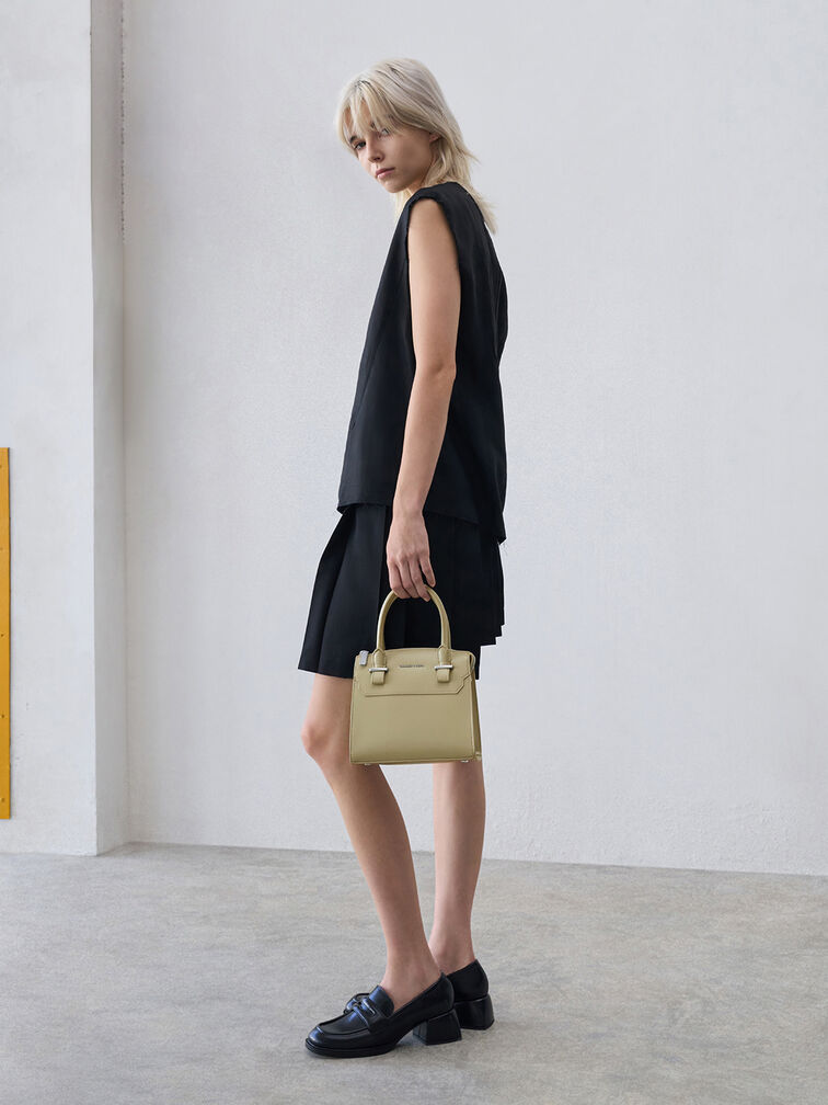 Temmie 拉鍊托特包, 灰綠色, hi-res