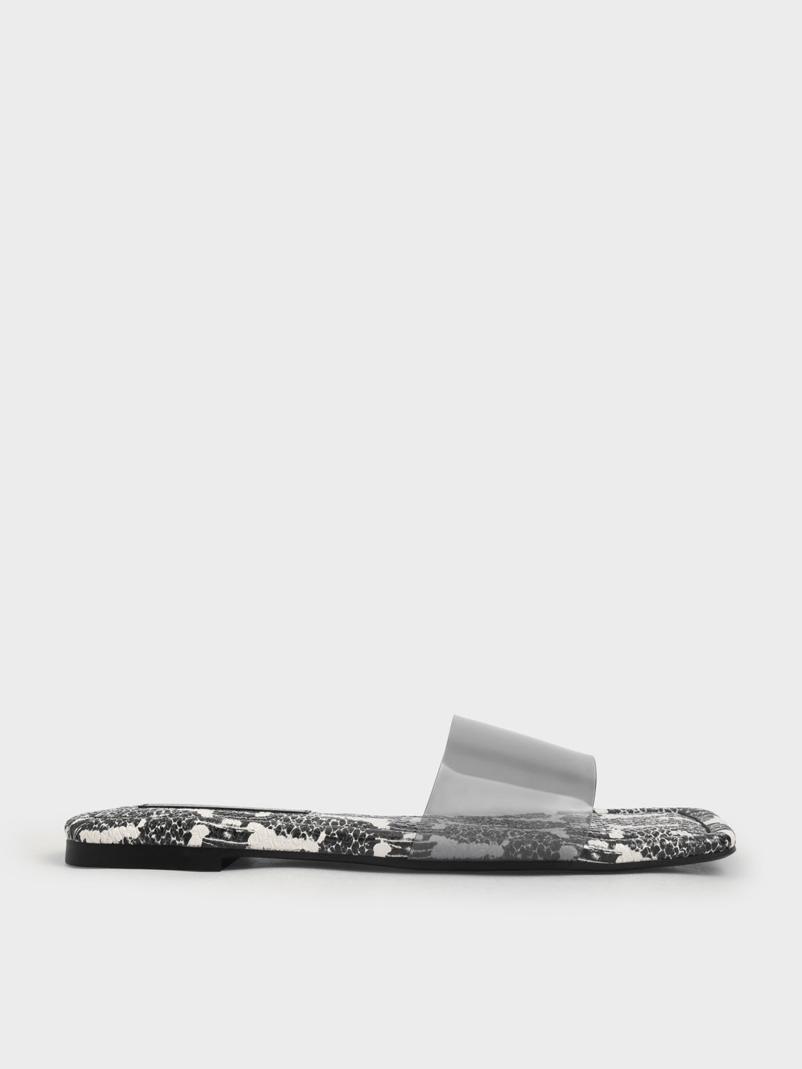 Snake-Print Padded Slide Sandals, Animal Print Black, hi-res