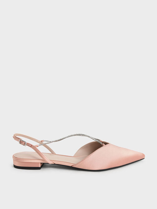 Adel Recycled Polyester Gem-Embellished Slingback Ballerinas, Blush, hi-res