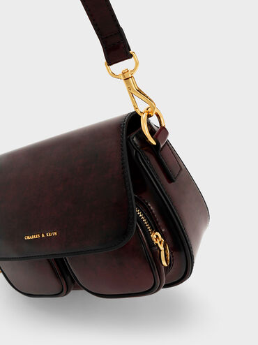 Letitia Front Flap Crossbody Bag, Dark Chocolate, hi-res