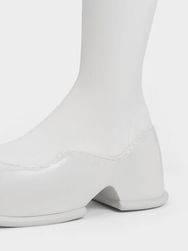 Pixie Patent Calf Boots, White, hi-res