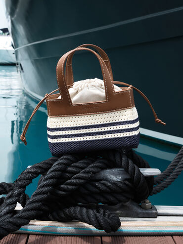 Mini sac fille Ida en maille ray&eacute;e, Multicolore, hi-res