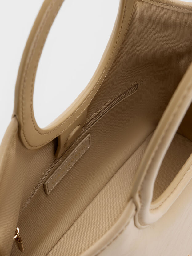 Dalia Bow Oval-Handle Tote Bag, Sand Beige, hi-res