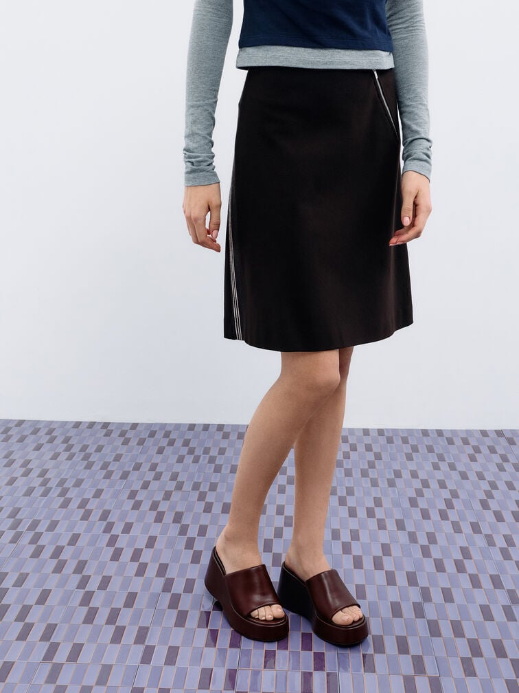 Wide-Strap Platform Wedges, Burgundy, hi-res