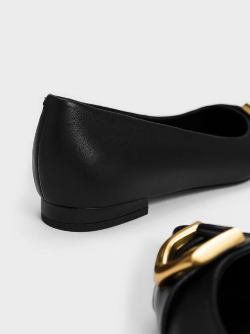 Gabine Leather Ballerinas, Black, hi-res