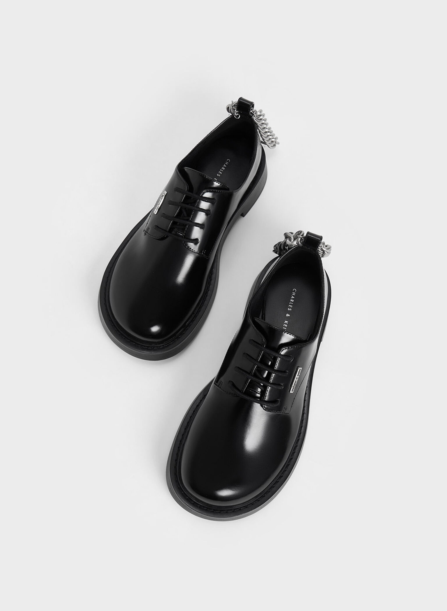 Zapatos Derby con cadena gruesa, Negro, hi-res