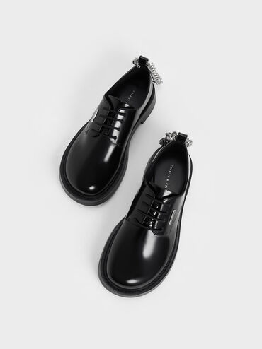 Chunky Chain Derby Shoes, Black, hi-res