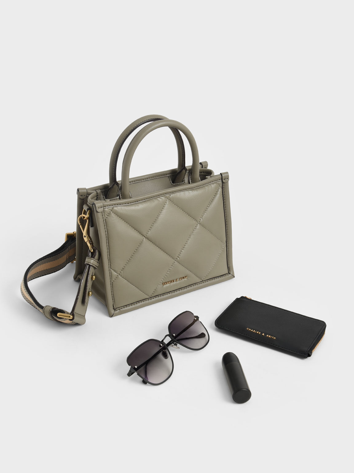 Celia Quilted Tote Bag, Taupe, hi-res